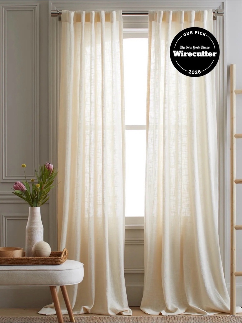 NWOT QUINCE Set Of 2 48x96 Cotton Sheer Curtains Ivory
